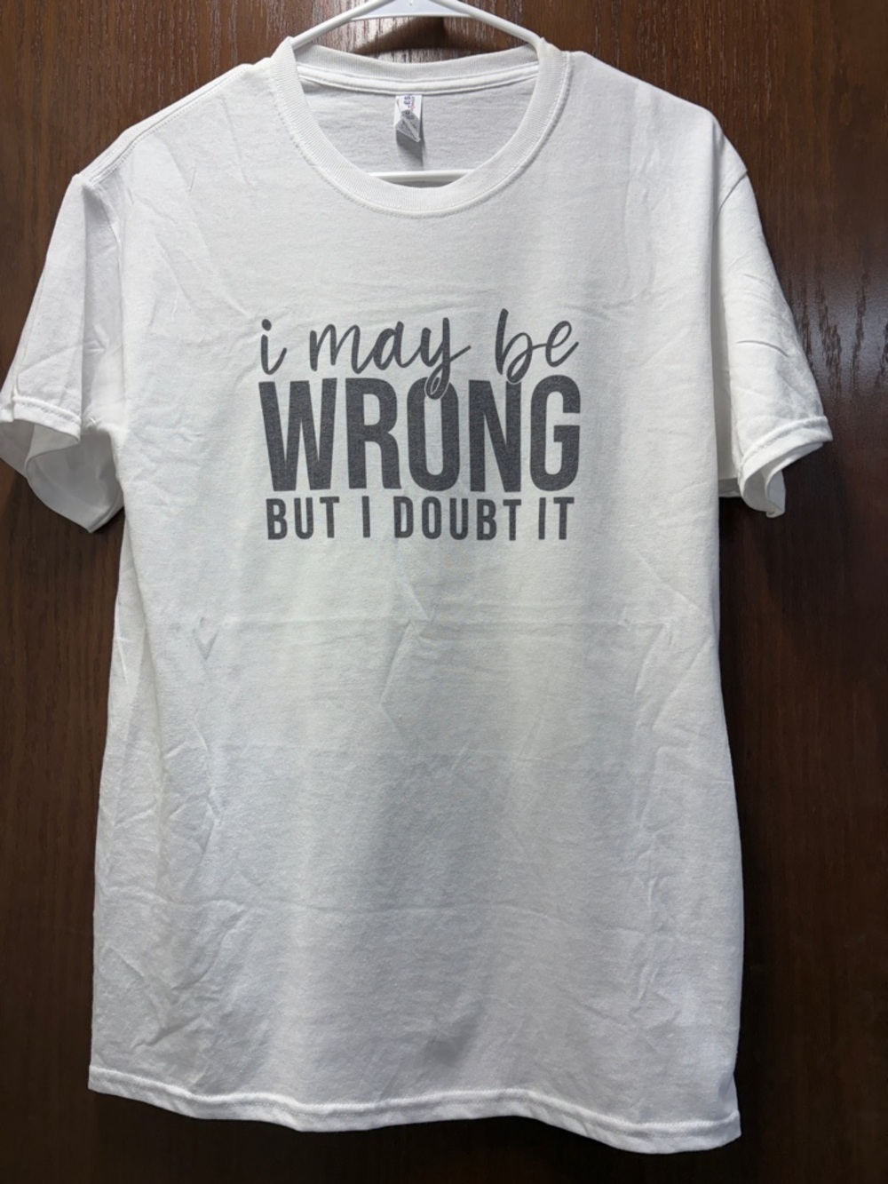 Jerzees White Crew Neck Tee with Grey Graphic Text
